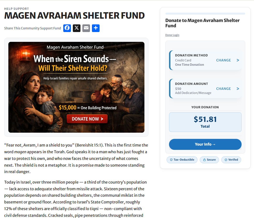 Sample Community Support Fund donation page