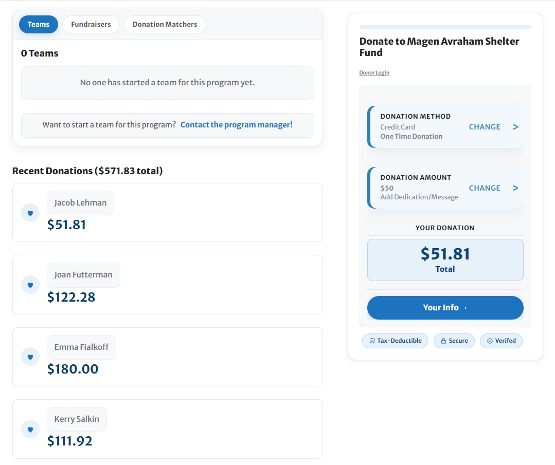 Sample CSF page showing donation features in action